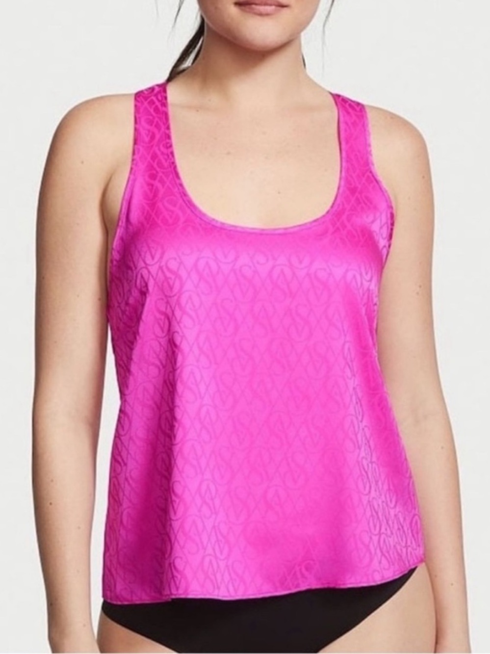 Victoria's Secret Bright Pink Satin Tank top NEW women’s size Small